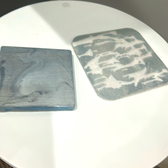 Handmade One Of a Kind Twin Silvers Set of Coasters - Picture 3 of 5